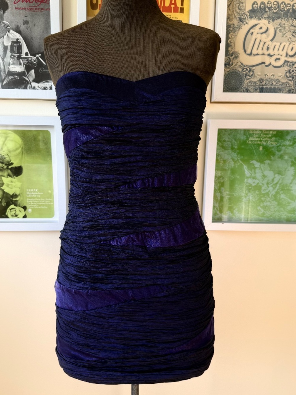 💜 Y2K Deep Purple Ruched Strapless Mini Dress — Sweetheart Neckline Bodycon